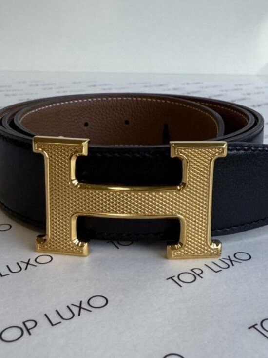 Hermes Reversible Belt Black/Brown 90cm - Gold Buckle main image 7